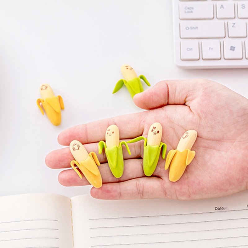 2pcs Penghapus Bentuk Kartun Pisang Bahan TPR Untuk Sekolah / Kantor