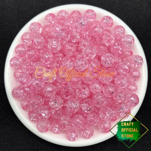 50 Pcs Mote Es Retak Manik Manik Ice Bola Kaca Retak Acrylic Bead Crackle