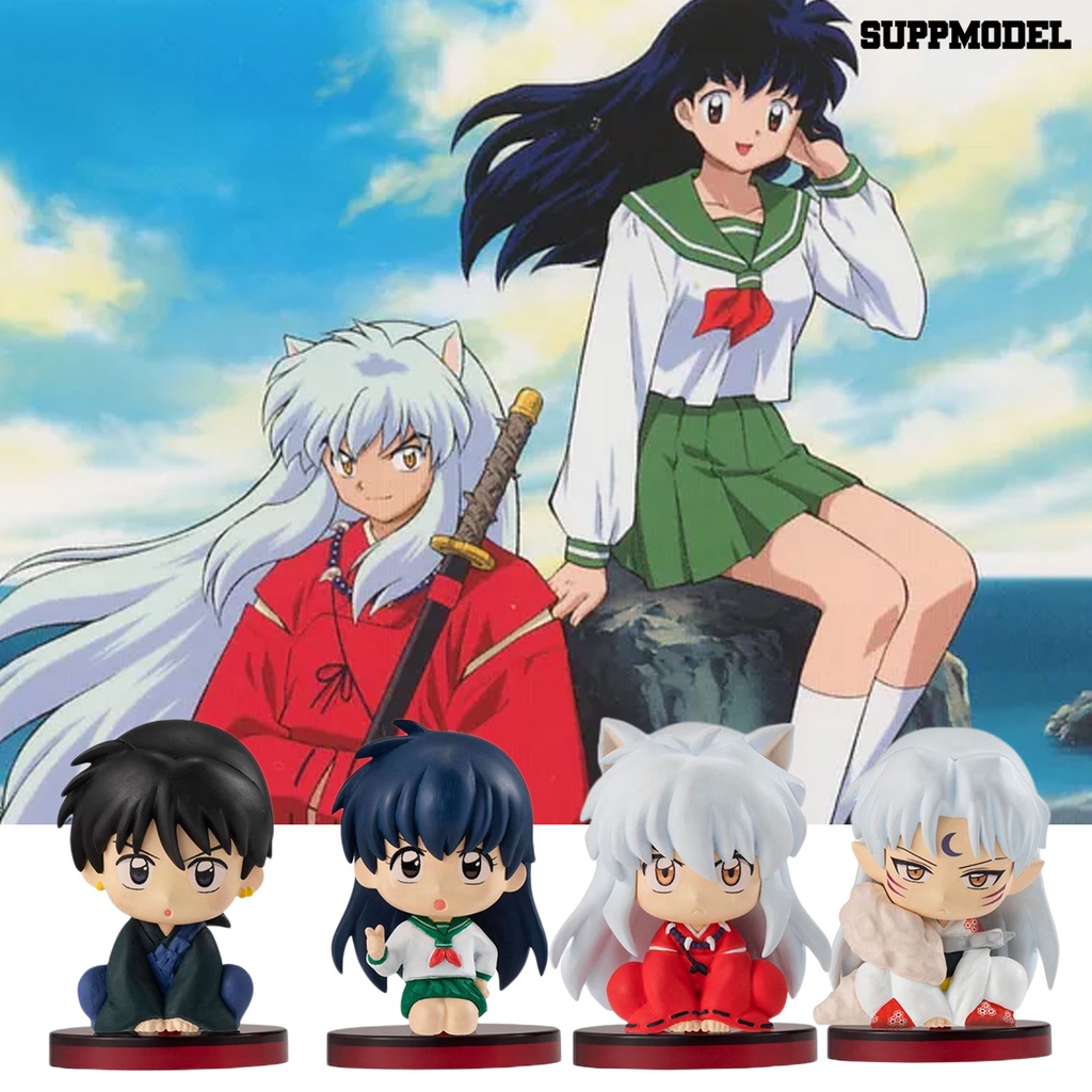 4pcs / Set Mainan Action Figure Anime Inuyasha Higurashi Kagome Bahan PVC Untuk Hobi / Koleksi