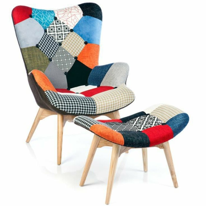 Set kursi patchwork sofa patchwork santai