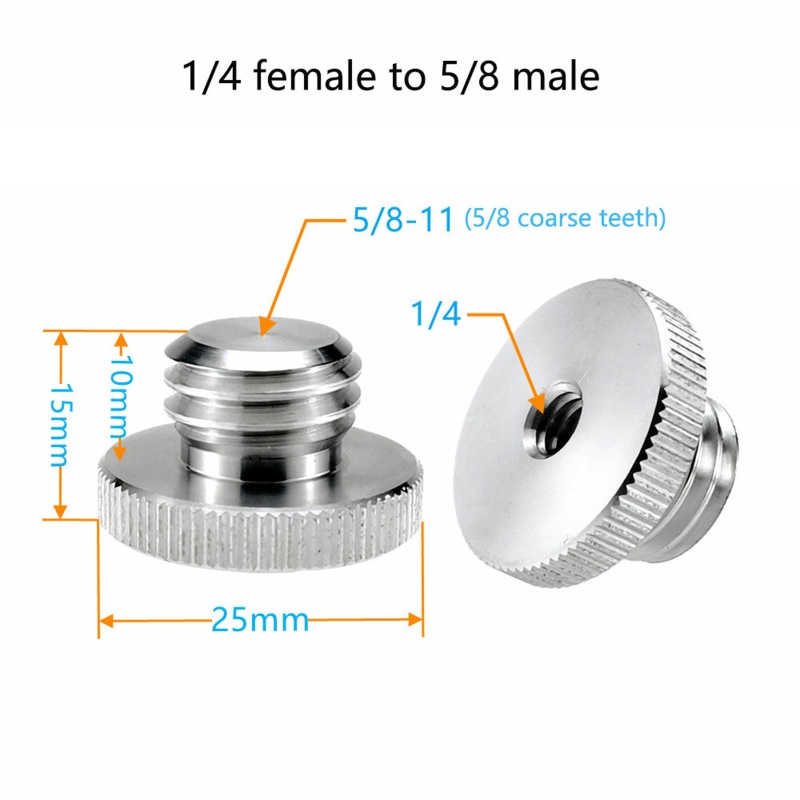 Btsg 1pcs Adapter Sekrup Bahan Aluminium Alloy 1per4 &quot;Female to 5per8&quot; Male Screw Adapter Conver