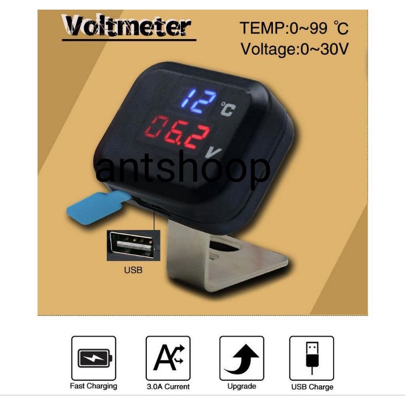 VOLTMETER 3IN1 VOLTMETER KOTAK BREKET SPION PLUS UBS CASAN HP