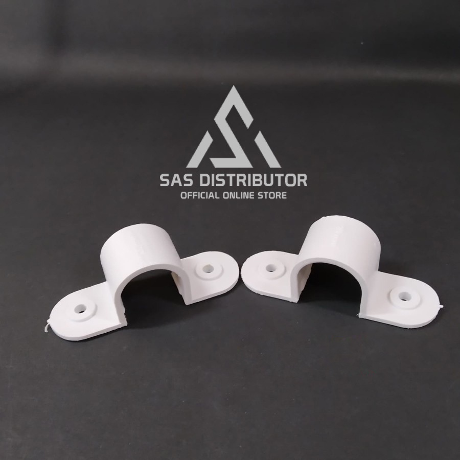 Klem Pipa 20 mm Hard / Klem Conduit Listrik 20 mm / Klem 20 mm Putih / Penjepit Pipa Listrik 20 mm