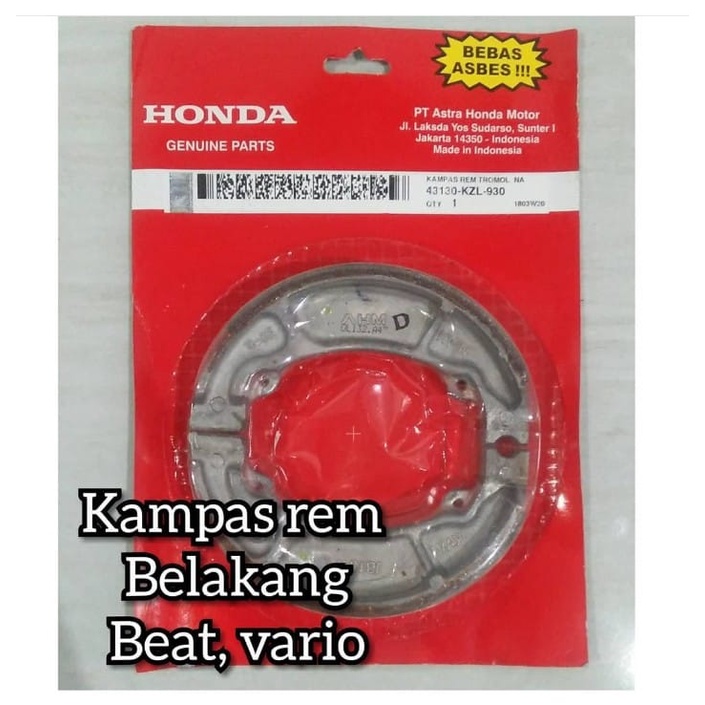 Kampas Rem Belakang Honda ORI Vario Scoopy Beat Vario 125 Vario 150