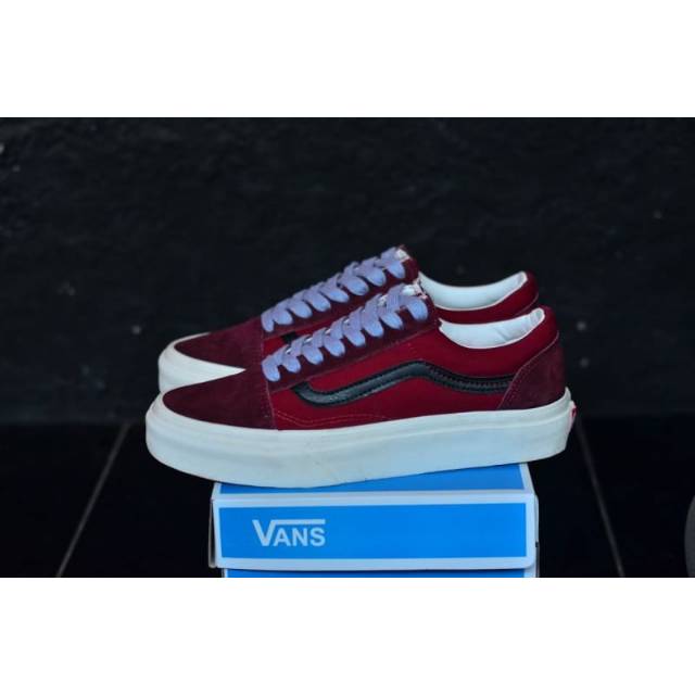 Sepatu sneaker wanita dan pria vans premium old skool OG maroon black terbaru