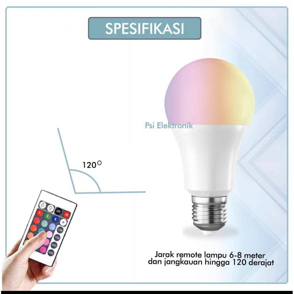 LAMPU BOHLAM LED BEX 10WATT RGB LENGKAP REMOT BERUBAH WARNA REMOTE CONTROL