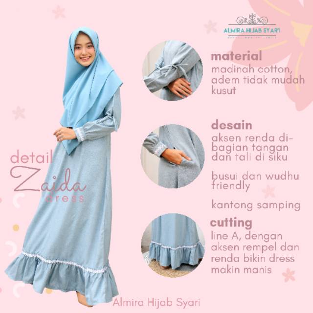 Zaida Dress by Almira Hijab / Gamis Katun Madinah