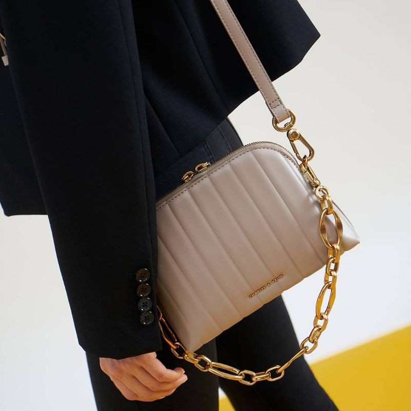 CK Chain Handle Panelled Crossbody Bag