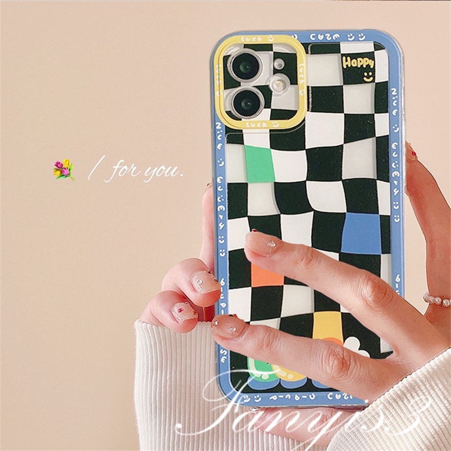 OPPO A17 A17k A77 A77s A57 A76 A96 A16 A16s A15 A15s A54 A74 A55 A95 A94 A93 A53 A33 A32 A9 2020 A3s A5s Reno 7Z 6 5 F11 F9Pro Colorblock Checkerboard Phone Case Clear TPU Soft Cover