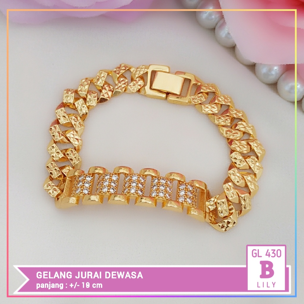 Gelang xuping gelang dewasa permata zirqon rantai sisik naga full mata perhiasan lapis emas gold GL 430