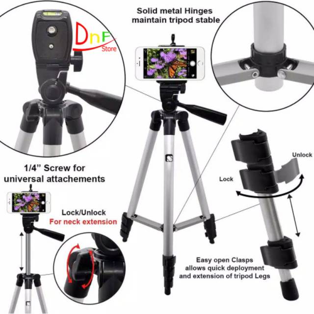 TRIPOD STAND PORTABLE UNIVERSAL HOLDER TRIPOD HANDPHONE , TRIPOD KAMERA