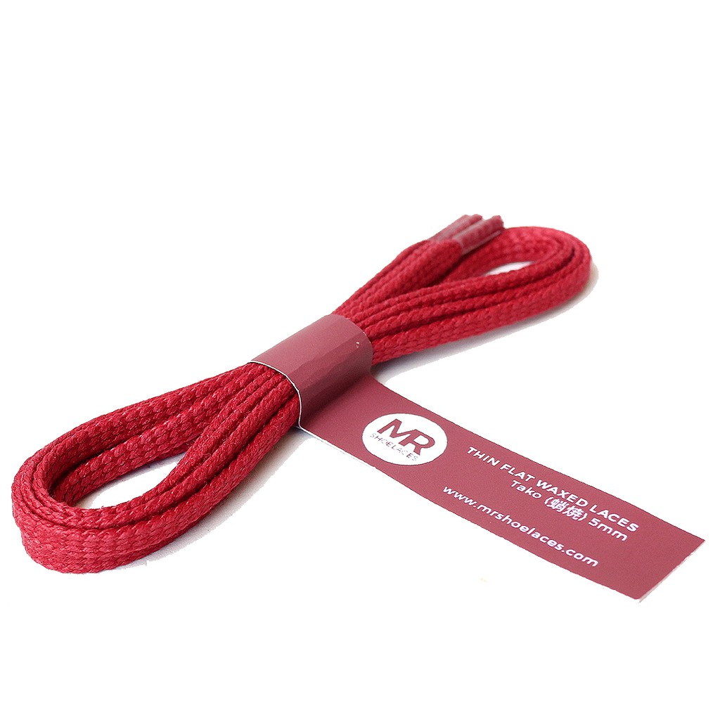 MR Shoelaces TH23 Tako (Maroon) Tali Sepatu Lilin Gepeng Thin 3-4mm (Waxed Laces) 50cm 80cm 100cm 120cm 150cm Marun