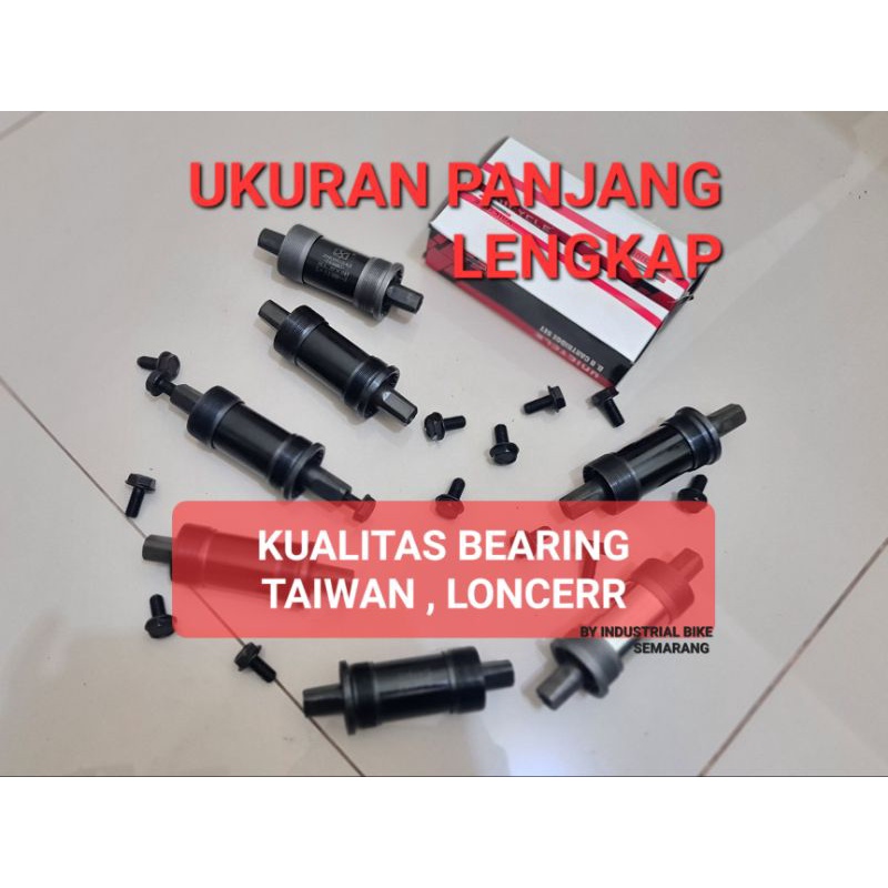 LENGKAP DAN TERMURAH !!! BOTTOM BRACKET KUALITAS TAIWAN LAHER AS TENGAH BEARING KOTAK SQUARE CRANK BEARINGS DRAT ULIR HT1 PANJANG LEBAR LENGKAP 110 113 113.5 118 122 127 MM 110MM 113MM 122MM 127MM AXLE SEPEDA MTB SELI LIPAT FEDERAL BALAP ROADBIKE MINION