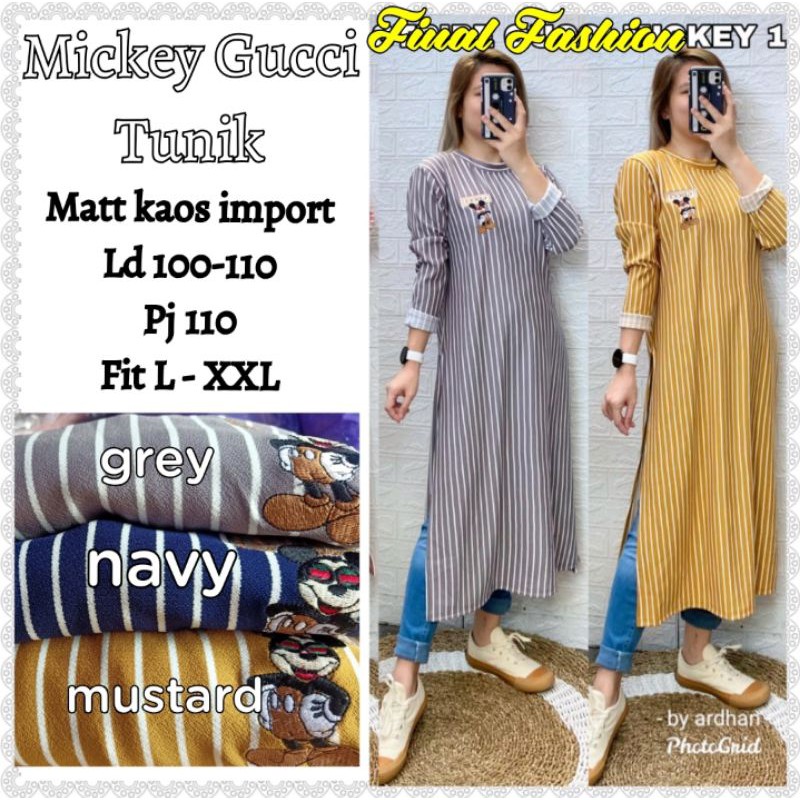 mickey Gucci tunik/kaos import/long tunik/ready stok