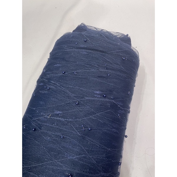 kain Tulle akar mutiara-Navy