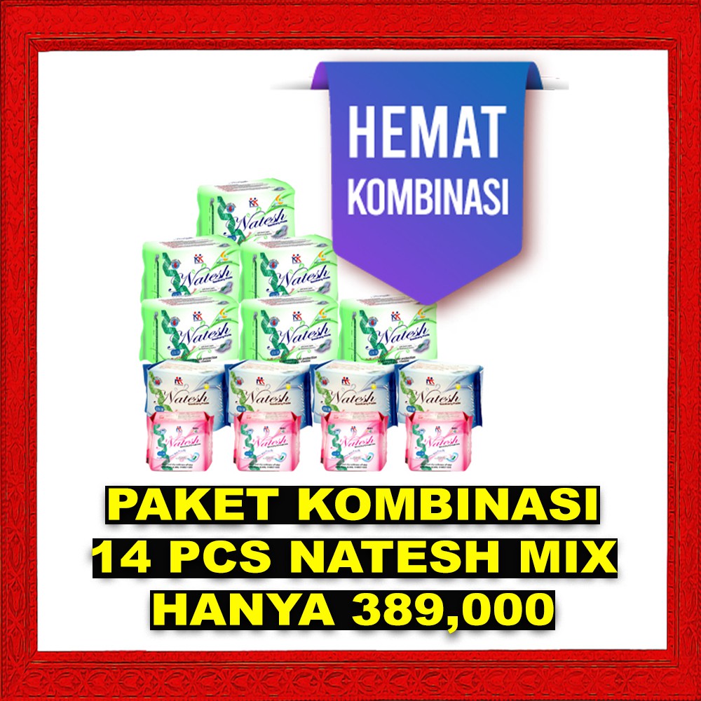 PAKET Hemat Pembalut Natesh Pantyliner 15pcs Day Siang 12pcs Night Malam 10pcs ANION KK Indonesia