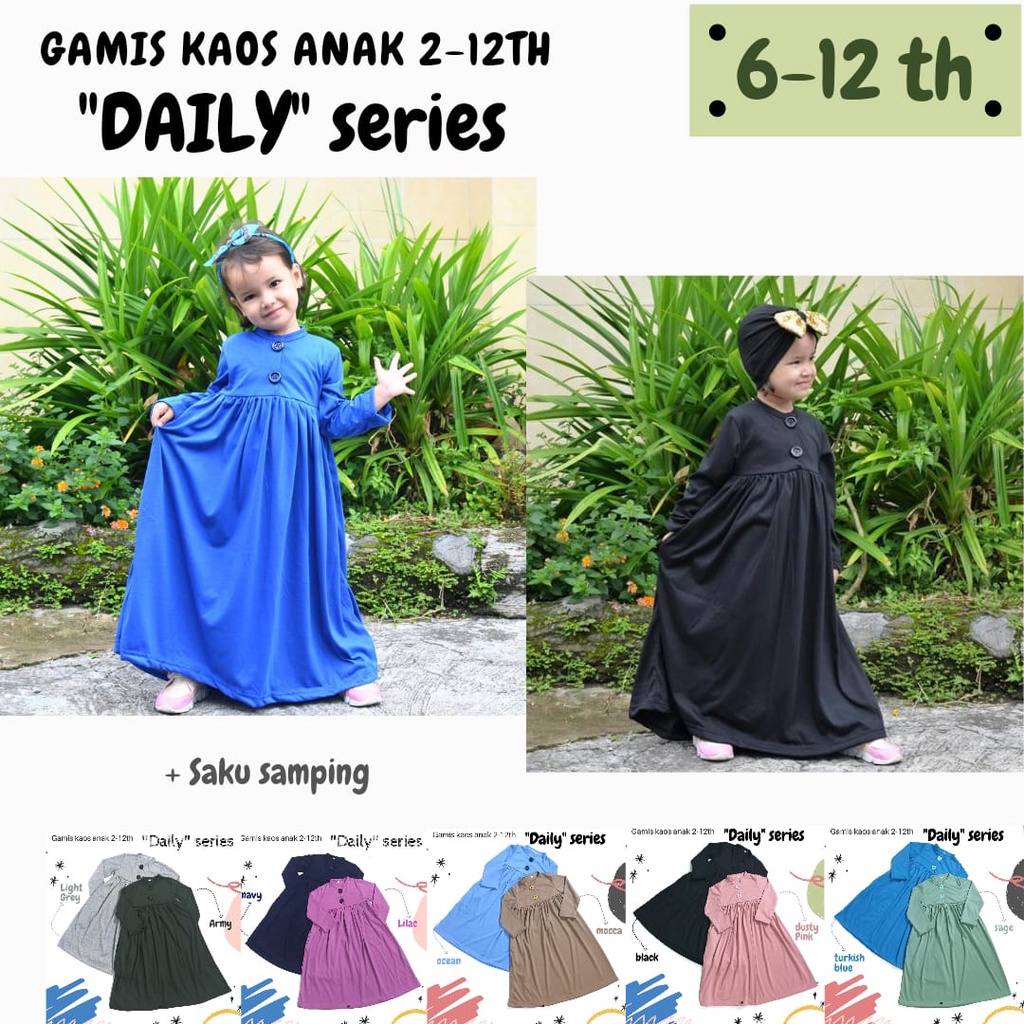 GAMIS KAOS HARIAN POLOS ANAK 6-12TH (DAILY SERIES)