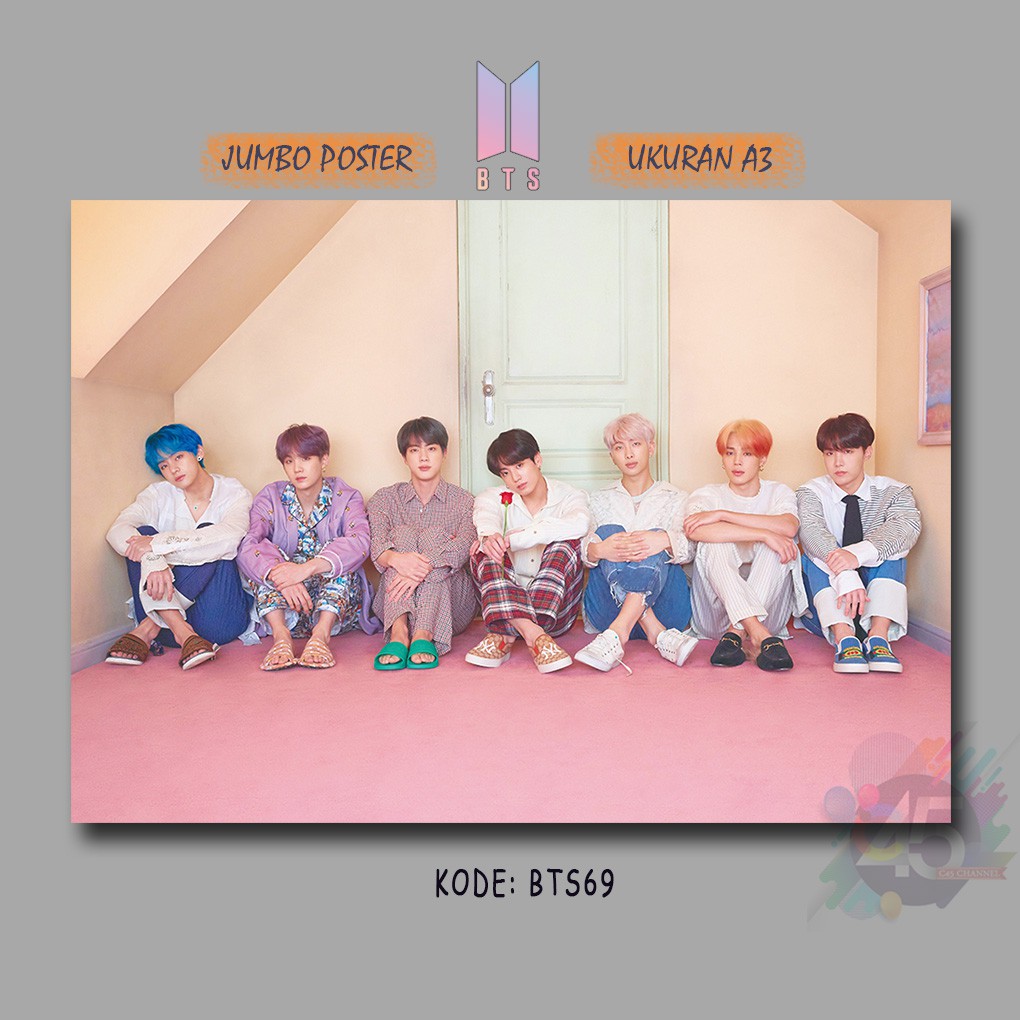 Hiasan Tembok Kamar Grup BTS K-POP Korea Pajangan Dinding Gantung Ukuran Besar Jumbo A3 Poster Kayu