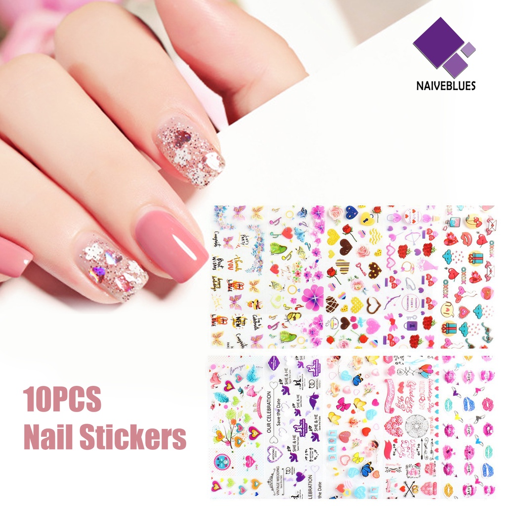 Naiveblue &gt; 10Pcs / Set Stiker Decal Motif Langit Berbintang Untuk Dekorasi Nail Art / Manicure DIY