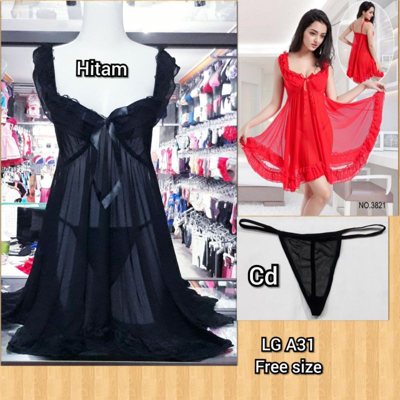 Lingery LG A31 warna maroon,cream,hitam-Hitam