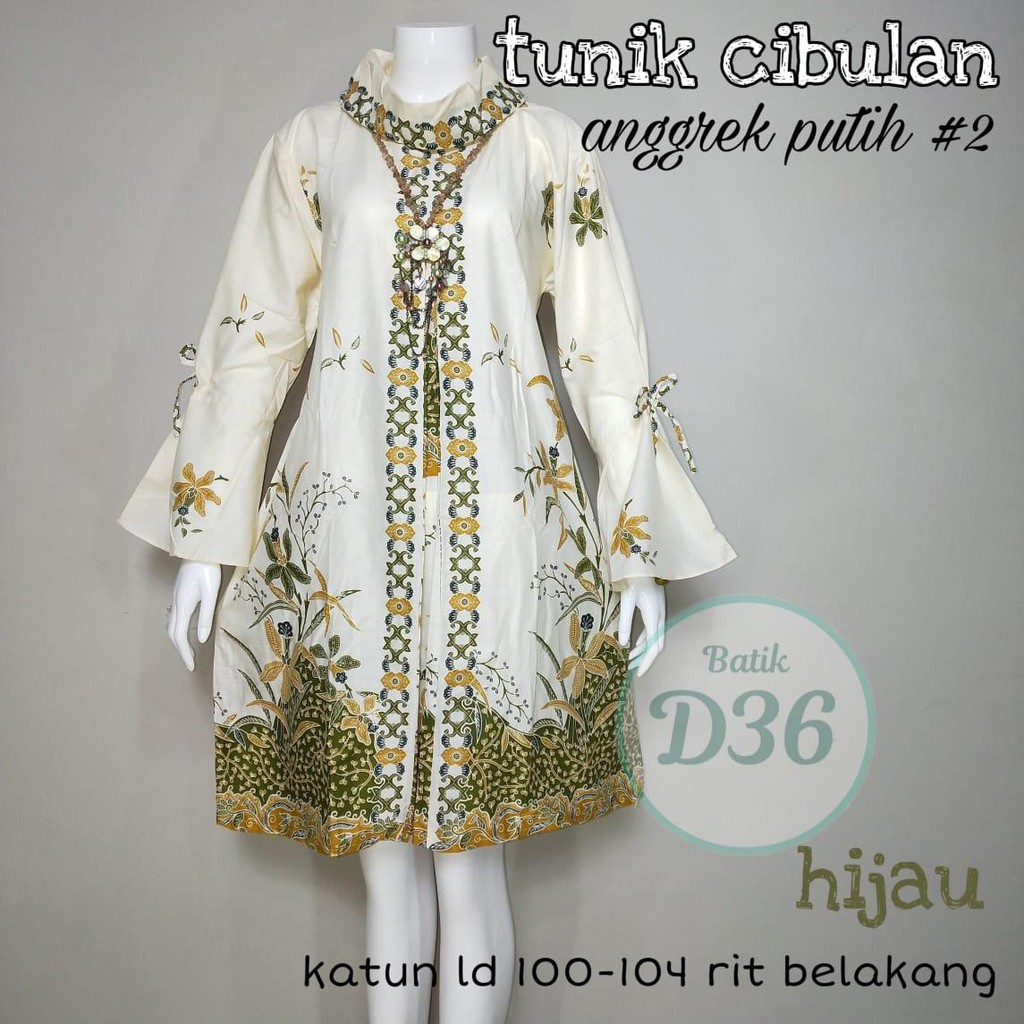 Tunik Cibulan Anggrek Putih #2 Batik Solo Seragam Kantor Muslim Midi Cantik