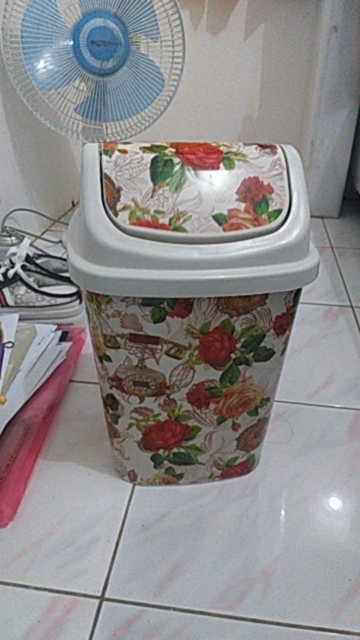 Tempat Sampah Tutup Goyang,print Rose/shaby / Ester Size 5l Dan 10l, 15l