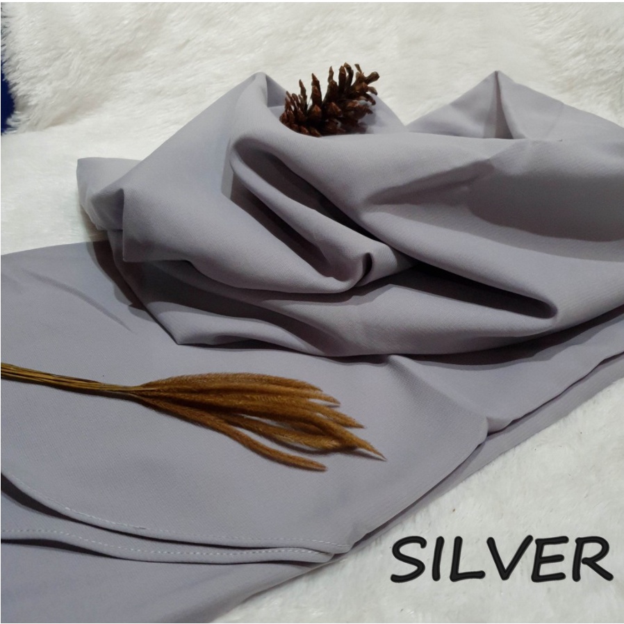 khimar ped nabila , list renda tengah , bahan wolfis , ped antem TERMURAH-silver