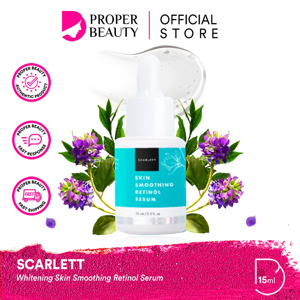 SCARLETT Whitening Skin Smoothing Retinol Serum Indonesia / Facial Wash Essence Toner Ampoule Day Night Cream Mask Masker Gel Sunscreen Body Shower Scrub Lotion Shampoo Conditioner / Brightly Ever After Acne Mugwort Paket Mini Full Set Wajah Face Glowing