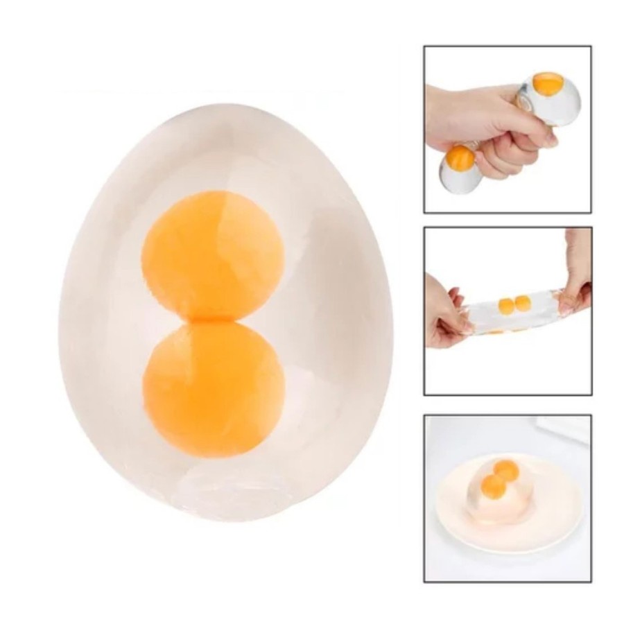 SPTE splat toy telur stress ball squeeze egg squishy prank gag mainan