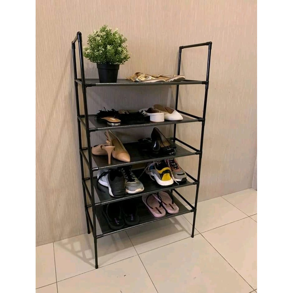 RAK SEPATU BESI 5 SUSUN PORTABLE TEMPAT PENYIMPANAN SEPATU SANDAL KUAT DAN KOKOH RAK SERBAGUNA