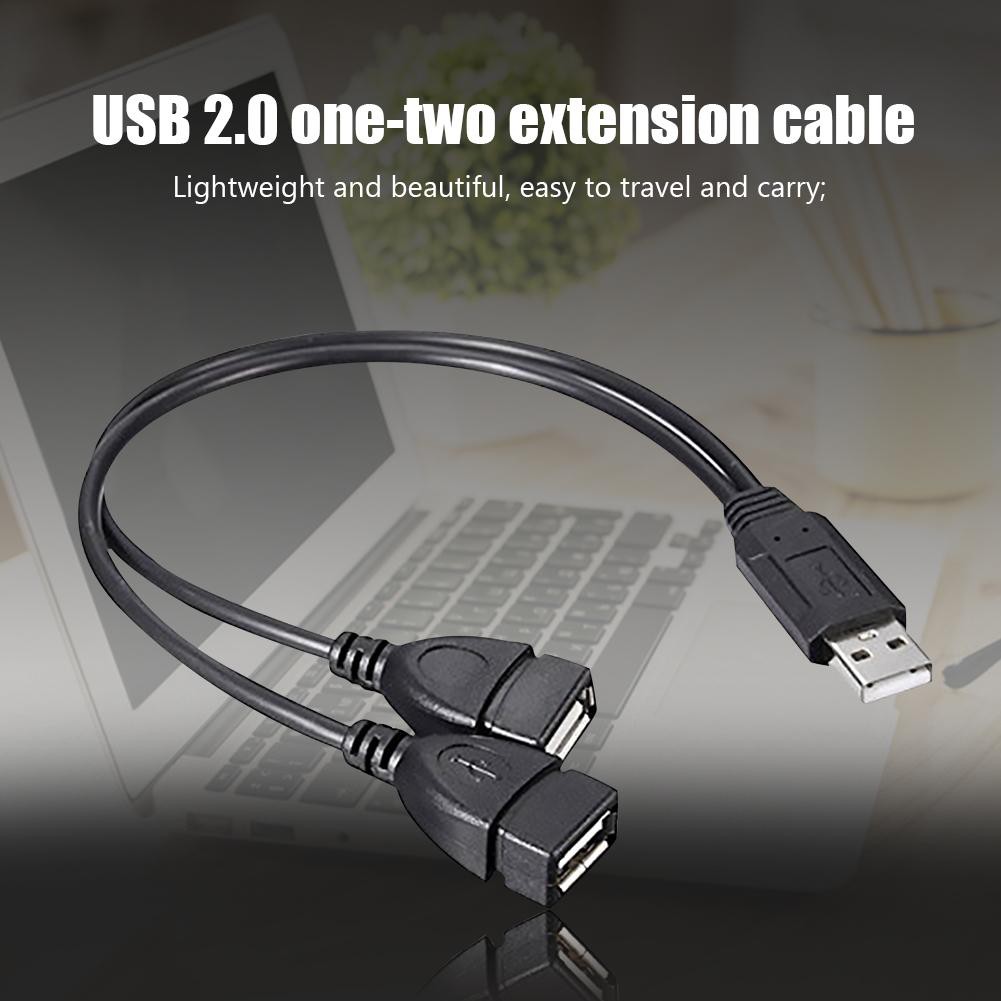 MOJITO 30cm USB2.0 Male to Dual USB Female USB Charging Power Cable Extension Cord