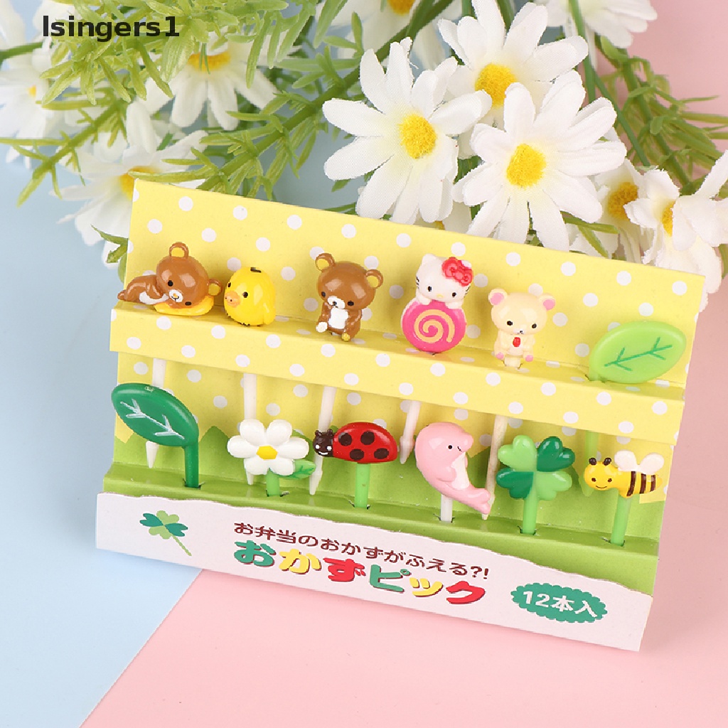 (lsingers1) 12pcs Tusuk Gigi Buah Desain Kartun Hewan Untuk Dekorasi Pesta