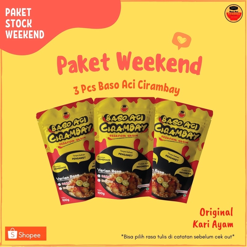 

[COD] PAKET WEEKEND (3pcs Baso Aci Cirambay) Rasa silahkan tulis di catatan