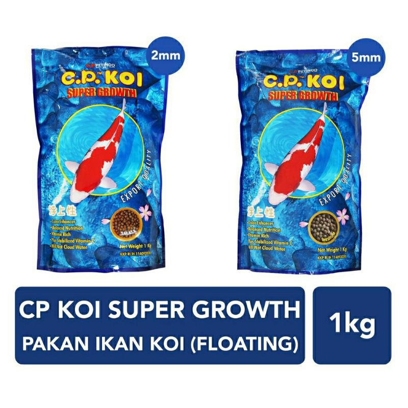 CP KOI SUPER GROWTH 2MM(SMALL) 5MM(MEDIUM) KEMASAN 1KG