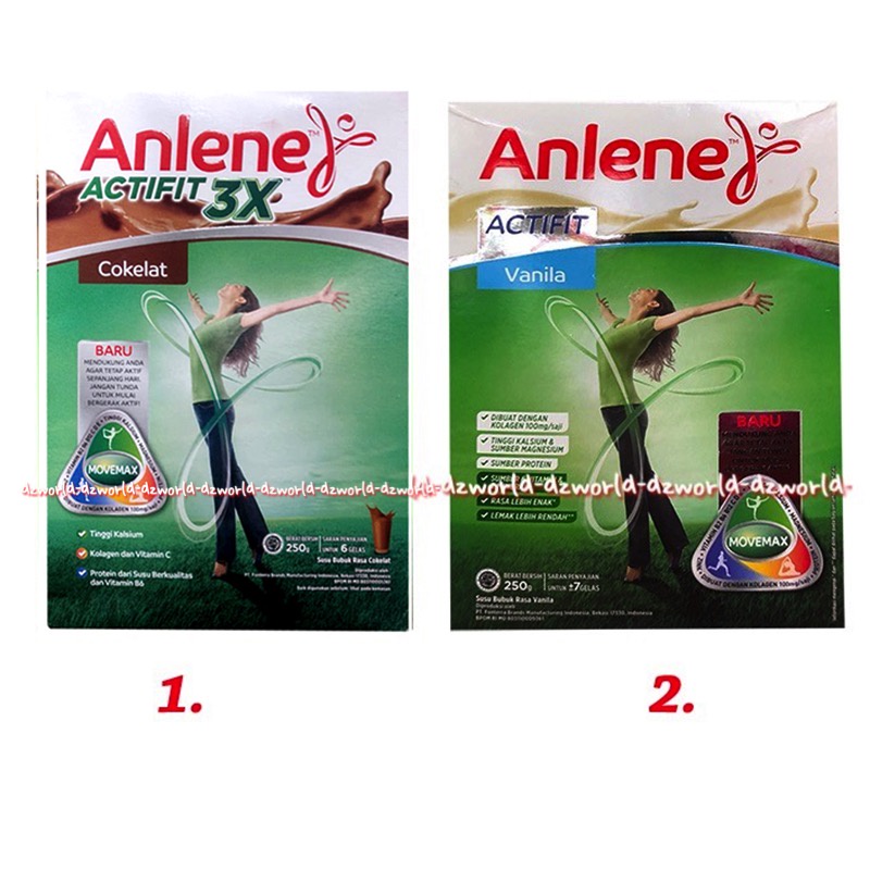 Anlene Actifit 250gr Coklat Vanila Susu Anline Susu Tinggi Kalsium Untuk Usia 19-50 tahun Anlene Aktifit