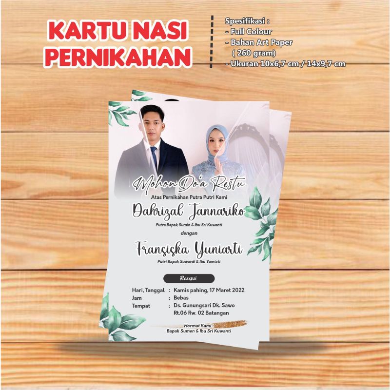Undangan pernikahan Kartu nasi pernikahan Undangan murah Karnas nikah