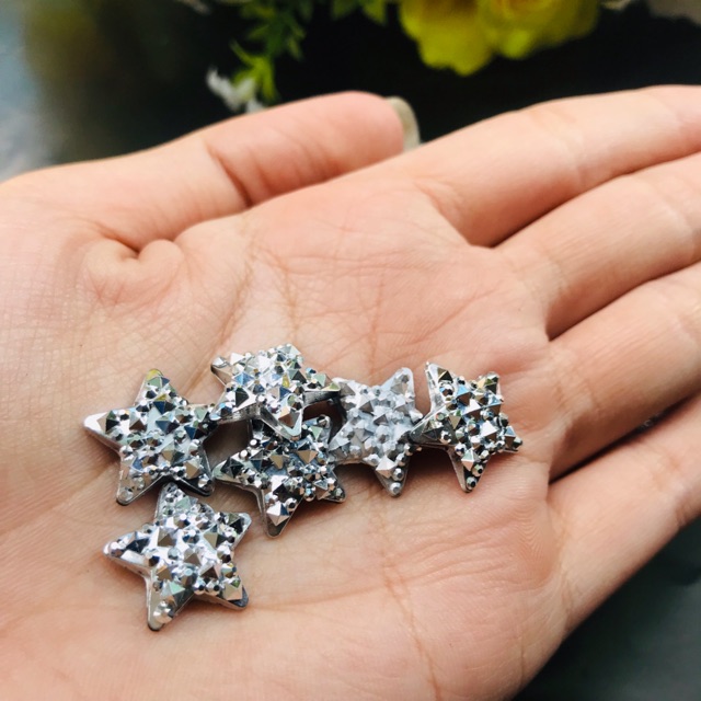 Silver Star Bintang 15mm isi 10pcs Bahan Craft Aksesoris Tasbih Bando jepit