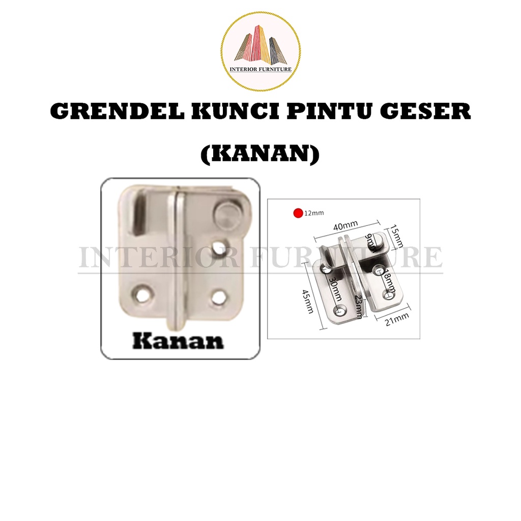 Slot Kunci Pintu Geser Bahan Stainless/ Grendel / Cantolan / Grendel Soligen 2 Variasi (Kiri -&amp;Kanan) ...FREE SEKRUP