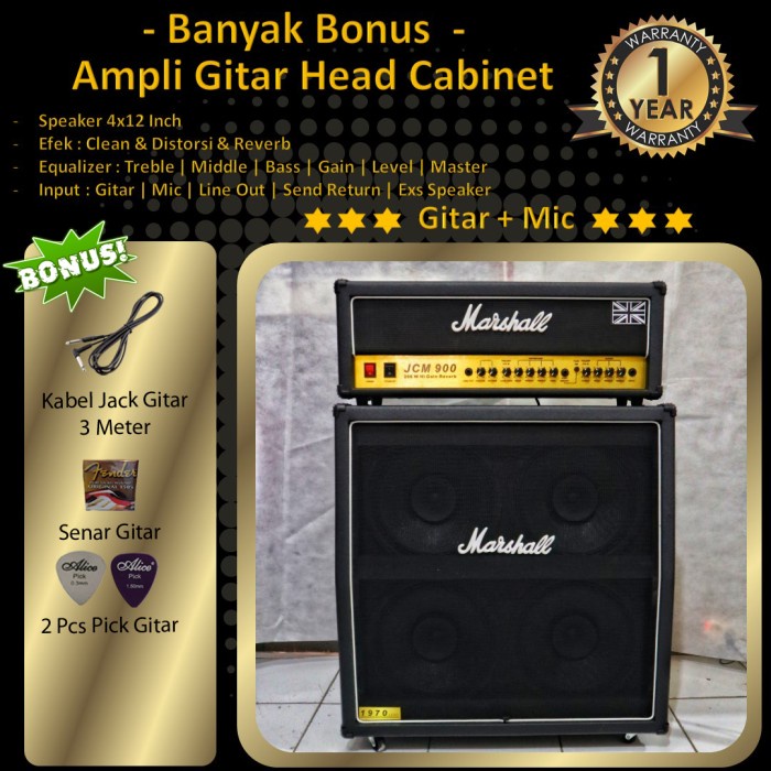{AudioStore} Ampli Gitar Marshall Head Cabinet JCM 900 - Tanpa Kayu Berkualitas