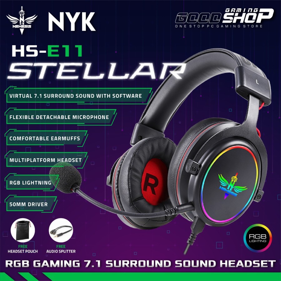 NYK HS-E11 STELLAR 7.1 Surround RGB  - Gaming Headset