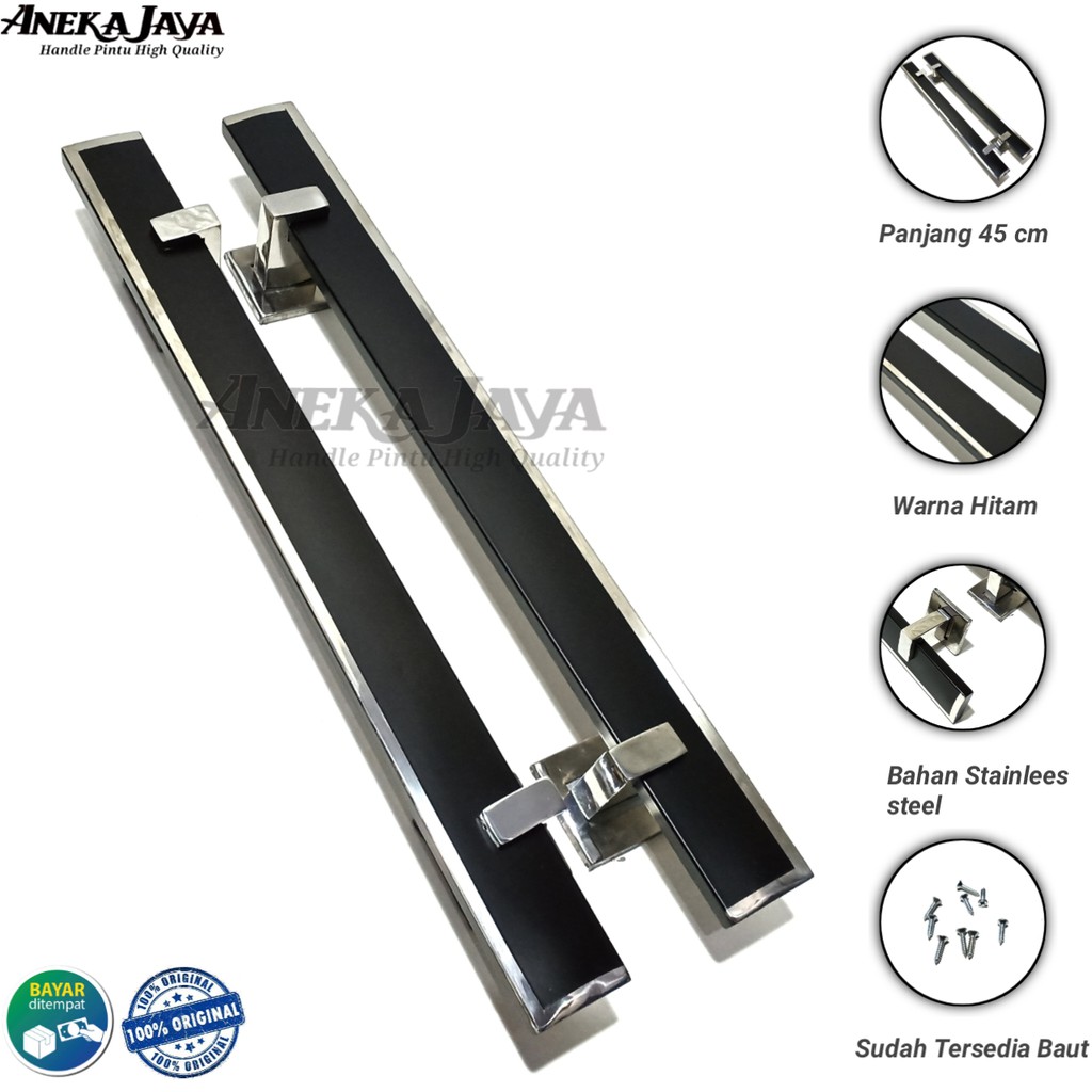 Handle pintu rumah panjang 45 cm / Gagang pintu rumah / Pegangan pintu rumah murah terbaru hitam