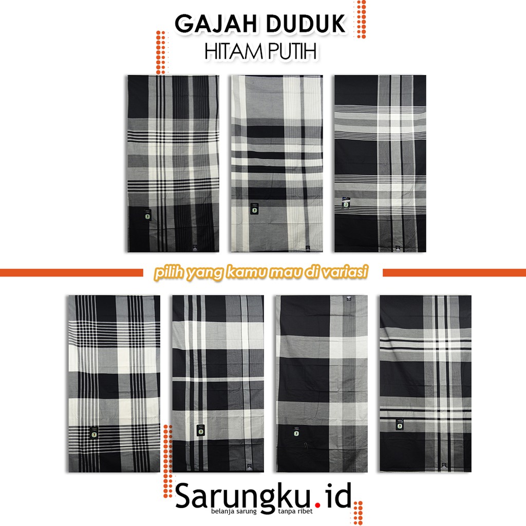 SARUNG GAJAH DUDUK BLACK & WHITE