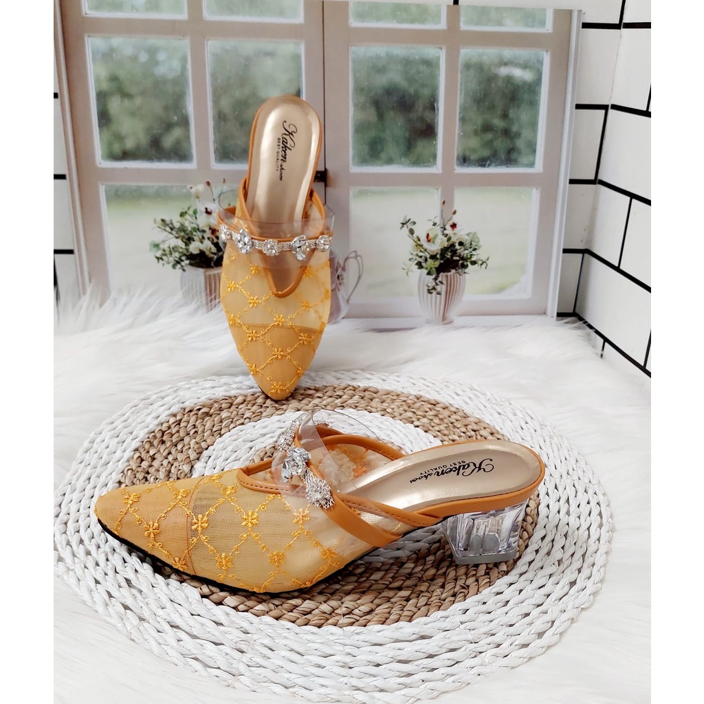 BUSTONG PERMATA 028 YD SANDAL WEDGES WANITA /SANDAL PESTA /SANDAL WANITA/SANDAL HAK KACA/SANDAL  MEWAH