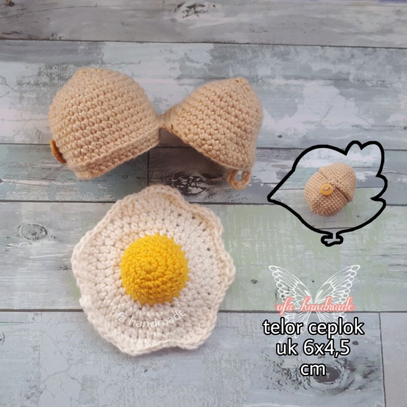 telur ceplok mainan rajut amigurumi