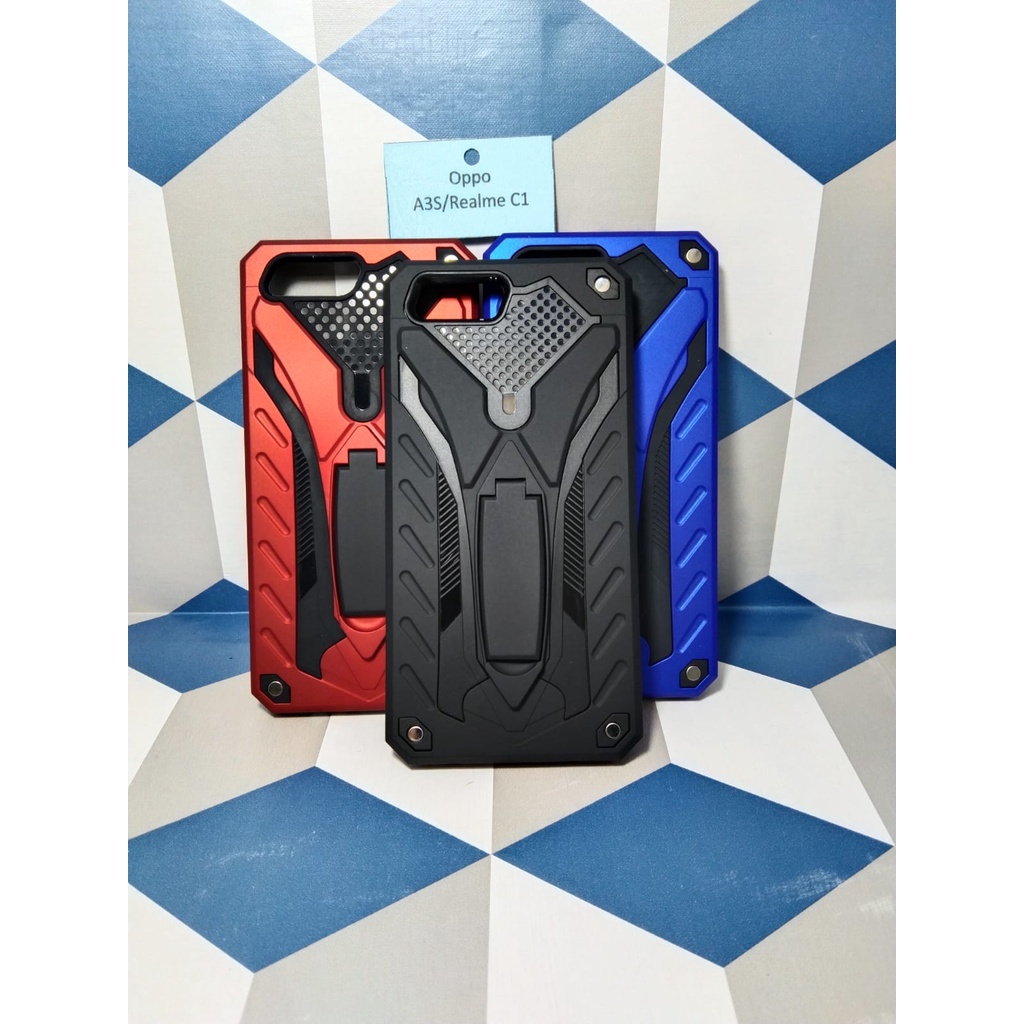 Casing Realme C1/C2/C3/C11/C17/7i/C21/C21Y Phantom Series Stand Iron Hardcase Spigen touch armor cas