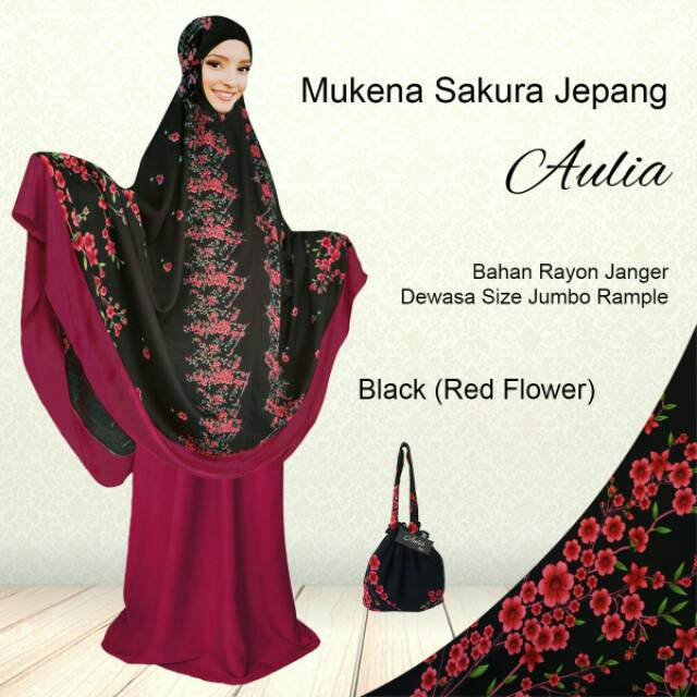 Mukena Bali Sakura Jepang Aulia Katun Rayon Black Series 