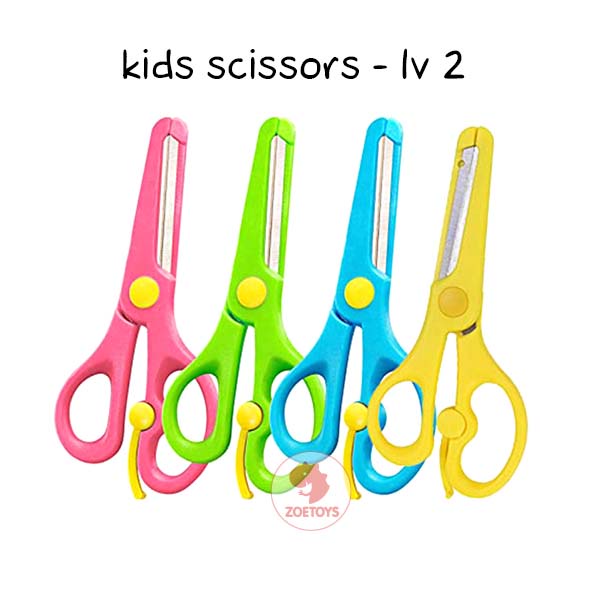 Zoetoys Kids Scissors Lv 1 2 | Kidipulse Kidicut Security Safety Training Scissors Gunting Plastik Besi ujung tumpul Belajar Menggunting Anak 2 tahun