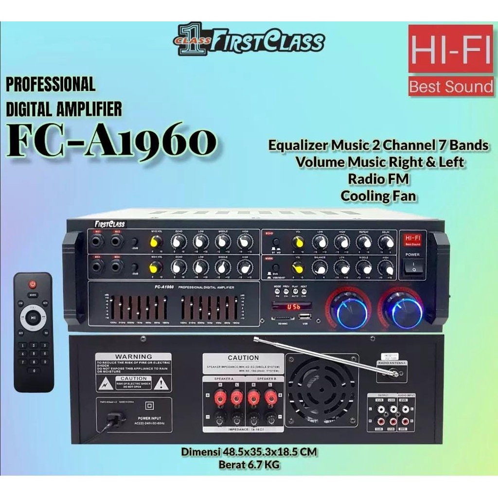 AMPLIFIER FIRSTCLASS FC A1960 USB BLUETOOTH DIGITAL KARAOKE AMPLIFIER FC A1960