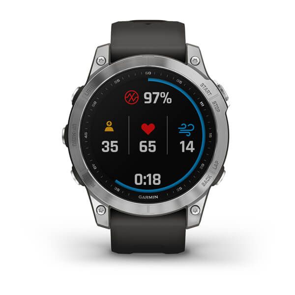 Garmin Fenix 7 Silver w/ Graphite Silicone Band - Garansi Resmi TAM 2 Tahun