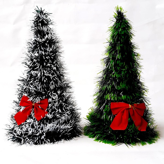 Tinsel Pohon Natal Mini 25 cm Dekorasi Christmas Tree Hiasan Minimalis GROSIR